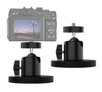 Lot de 2 supports muraux magnétiques pour appareil photo, tête sphérique rotative à 360 °, base magnétique de 66 mm avec support pour smartphone, support magnétique avec vis 1/4, sans perçage