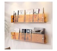 Lot de 2 supports muraux modernes en acrylique transparent pour magazines, livres, grande et petite étagère à suspendre pour la maison, le bureau, la réception, les brochures, les disques (orange, lot