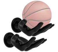 Lot de 2 supports muraux pour balles - 15 x 21,5 cm - Ultra sûr et stable - Avec 4 vis et 4 clous - Support mural créatif pour ballon de basket-ball, football, volleyball
