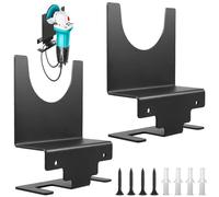 Lot de 2 supports muraux pour meuleuse d'angle en acier au carbone - Pour toutes les marques - Accessoires pour tailleur, polisseur, garage et lieu de travail (noir)