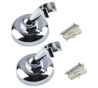 Lot de 2 supports muraux réglables pour pommeau de douche avec double trou de montage, design en alliage de zinc peu encombrant pour l'organisation de la salle de bain