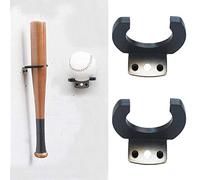 Lot de 2 supports pour battes de baseball/softball en acier avec crochets pour batte de baseball/softball Facile à installer - Support robuste pour rangement et organisation de baseball