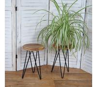 2x jardinière MENDLER HWC-A80 design industriel bois naturel Marron