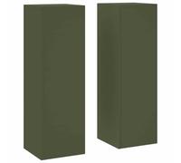 Lot de 2 supports pour plantes, en acier, vert olive, 24 x 24 x 75 cm, résistant aux intempéries, pour balcon, terrasse, jardin, étagère à fleurs moderne et colonne de plantes pour une décoration