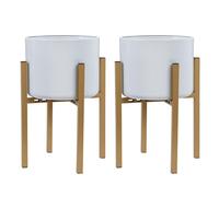 Lot de 2 supports pour pots de fleurs, réglable à quatre pieds de 8 à 16 pouces avec pot de fleurs en fer de 12 pouces