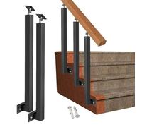 Lot de 2 supports réglables en fer noir pour balustre d'escalier à base plate à 270° pour terrasse, balcon et escalier
