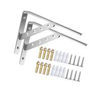 Lot de 2 supports robustes en acier inoxydable avec cadre triangulaire pour étagère murale à angle droit - Joint en acier inoxydable durable