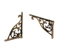 Lot de 2 supports solides robustes de 20,3 cm en laiton antique, support de panneau mural à angle droit, support d'étagère décoratif, vintage robuste, support mural DIY - Matériel d'étagère inclus