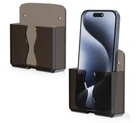 Lot de 2 Supports Téléphone Mural avec Orifice Charge (Noir transparent) | Compatible avec iPhone et Android, support télécommande, téléphone chevet, idéal pour maison, bureau, bateau, camping-car
