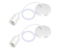 Lot de 2 Suspension E27 en Métal, Câble Réglable 150CM, E27 Porte Lampe Suspension, ES Pendentif Suspendues Accessoires, pour Éclairage au Plafond Salon, Chambre(Blanc)