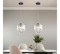 Lot de 2 suspensions de Plafond en Cristal chromé, luminaires Suspendus en Perles de Cristal, Hauteur réglable, pour îlot de Cuisine, Salle à Manger, Salle à Manger