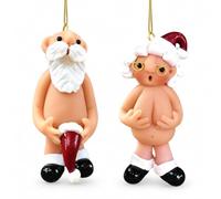 Lot de 2 suspensions Père Noël nu, décorations de Noël humoristiques | Accessoires de fête de Noël pour adultes, un cadeau amusant pour les adultes et amis qui ont le sens de l’humour