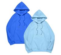 Lot de 2 sweats à capuche basiques pour homme - Couleur unie - Sweat à capuche de sport d'hiver chaud à manches longues avec cordon de serrage - Sweat à capuche tendance pour loisirs et fitness - Avec