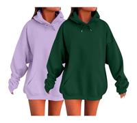 Lot de 2 sweats à capuche surdimensionnés pour femme - Décontracté à manches longues - Pull uni tendance - Couleur unie - Automne et hiver - Joli sweat-shirt avec poches - Confortable et chaud, vert