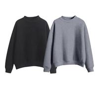 Lot de 2 sweats à col rond pour femme pull blouse dame couleur unie jumper coupe ample décontracté basique léger doux surdimensionné jumpers classique vintage confortable manches longues hauts tenue