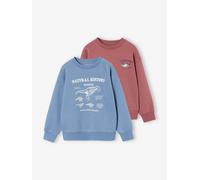 VERTBAUDET Lot de 2 Sweats Cool and Fun Terracotta 5A