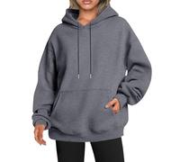 Lot de 2 sweats surdimensionnés en polaire douce pour femme - Pull à capuche élégant - Décontracté - Mode d'automne - Sweats à capuche en polaire surdimensionnés - Tendances des vêtements, gris foncé