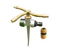 Lot de 2 systèmes d'arrosage en métal à 360 degrés Teienna, dispositif d'arrosage rotatif à 3 bras en laiton robuste avec base à pointes pour grande irrigation de jardin