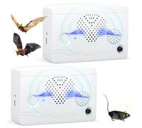 Lot de 2 systèmes de retrait de chauve-souris à ultrasons pour maison et intérieur - Dispositif d'exclusion de chauve-souris à l'intérieur - Empêche les chauves-souris de fuir pour grenier et porche