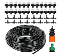 Lot de 2 systèmes d'irrigation de jardin - Tuyau de 10 m avec 10 buses réglables - 20 buses au total pour le refroidissement et l'arrosage des plantes