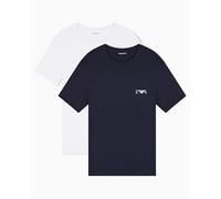 Lot de 2 t-shirts à col rond Bold Monogram pour homme, blanc, taille L