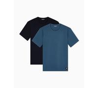 Lot de 2 t-shirts à col rond en pur coton pour homme, bleu, taille L