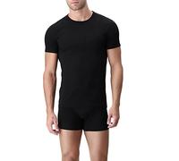 Lot de 2 T-shirts Intime Homme Coton Élastique Col V Col V - T Shirt Basic Fine Coutures Plates Sous-vêtements T-shirt Homme Noir Blanc et Coloré, 2 ras du cou noirs, XL