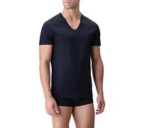 Lot de 2 T-shirts Intime Homme Coton Élastique Col V Col V - T Shirt Basic Fine Coutures Plates Sous-vêtements T-shirt Homme Noir Blanc et Coloré, 2 col V bleu, Medium