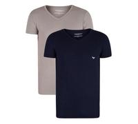 Lot de 2 T-Shirts Lounge à Encolure en V - Emporio Armani - Homme - Gris et Multicolore - Manches Courtes L