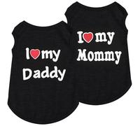 Lot de 2 t-shirts sans manches pour petit chien, motif Love Mommy Daddy, chihuahua, yorkshire, t-shirt respirant en coton extensible pour chiot et chat, taille M, noir