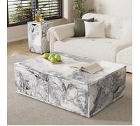 Lot de 2 Table basse de salon - 100*33,5*70cm - modulaire moderne en marbre - table d'appoint - ensemble de table basse