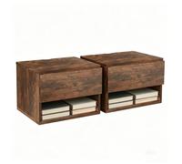 Lot de 2 Table de Chevet Murale avec Tiroir et Étagère VIVOLILV,Design Industriel Rétro,Commode Suspendue pour Chambre