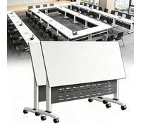 Lot de 2 Table de Conférence Pliantes, Tables de Formation Mobiles à Plateau Rabattable avec Panneau de Confidentialité, Bureau Gain de Place pour Salle de t Séminaire(120x40cm/47.2x15.7in)