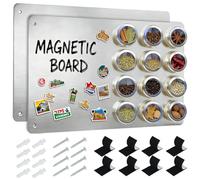 Lot de 2 Tableau Magnétique Mural, 43 x 30cm Plaque Aimantée pour Magnets, Tableau Aimanté Mural pour Aimants et Notes, Autocollant pour Bureau, Cuisine, Réfrigérateur (Gris)