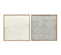 Lot de 2 tableaux abstraits 3D - HOMCOM - décoration murale en bois géométrique - 80 x 80 cm - blanc