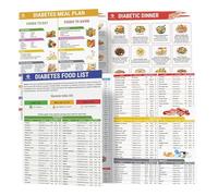 Lot de 2 tableaux alimentaires pour diabétiques imprimables - Planificateur de repas détaillé - Tableau mural - Plan de régime alimentaire à faible teneur en glucides - Liste des aliments pour diabète