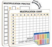 Lot de 2 tableaux blancs de multiplication effaçables à sec 22,9 x 30,5 cm - Table de multiplication double face - Pour enfants, étudiants, salle de classe et maison, mini tableau blanc