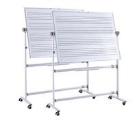 Lot de 2 tableaux blancs mobiles magnétiques double face effaçables à sec sur roulettes 90 x 120 cm, idéal pour l'école, les musiciens et la maison