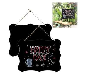 Lot de 2 tableaux noirs des deux côtés en bois à suspendre, petits tableaux noirs à suspendre double face (30 x 20 cm)