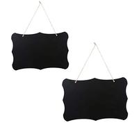Lot de 2 tableaux noirs double face en bois à suspendre - 20,3 x 30,5 cm - Vintage - Effaçables - Avec ficelle de suspension - Pour décoration de fête de mariage ou de cuisine