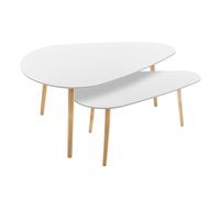 Atmosphera – Tables gigognes Mileo – Lot de 2, bois blanc, pieds bois naturel