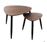 Lot de 2 tables à café gigognes ""Mileo"" noyer L40/60cm - Atmosphera createur d'interieur