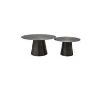 Lot de 2 Tables Acier Finition Nickel Antique Bordure Dorée - NICKO - ALTOBUY Marron G