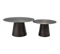 AltoBuy Nicko - Lot de 2 Tables Acier Finition Nickel Antique Bordure Dorée
