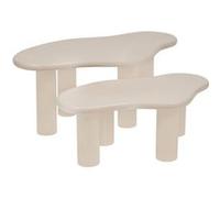 Lot de 2 tables basse coloris ivoire - Longueur 80/100 x largeur 46,5/60 x Hauteur 30/40 cm - PEGANE -