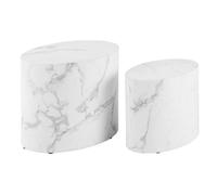 Lot de 2 tables basses 48 et 40 cm décor effet marbre blanc