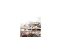 Lot de 2 tables basses 80 et 60 cm aspect marbre blanc et acier doré