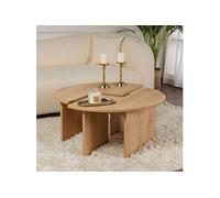 Hanah Home Table à café Élégante chêne Ø90 cm H41 cm 100% mélamine 18 mm