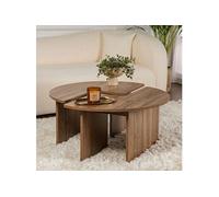 Lot de 2 tables basses 90 cm décor noyer - CALYON