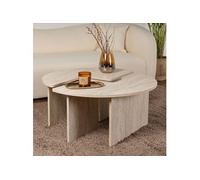 Lot de 2 tables basses 90 cm décor travertin - CALYON